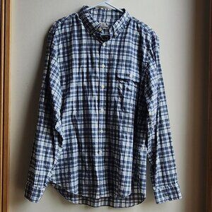 J. Crew Blue/Cream Plaid Button Down Casual Shirt Size Large